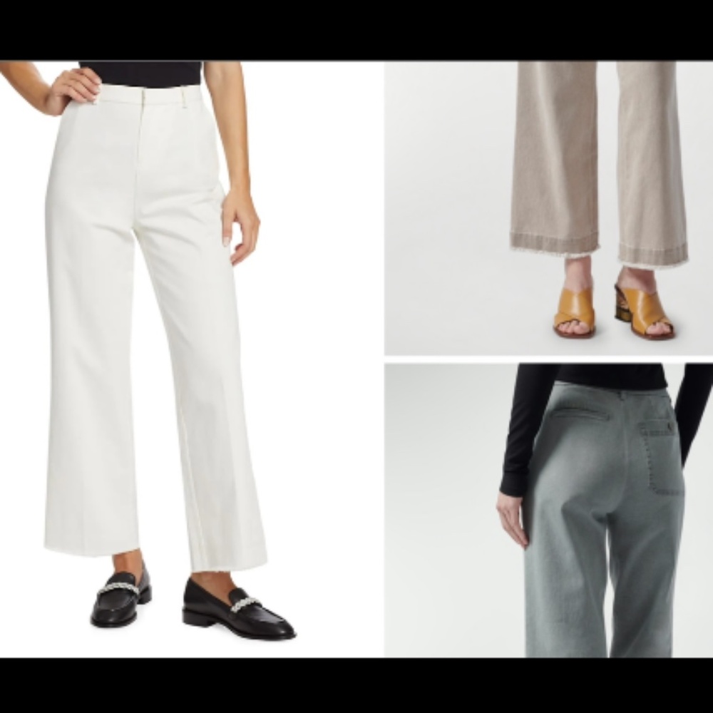 NWOT ATM Anthony Thomas Melillo Wide Leg Cotton Twill Boyfriend Pants White Sz 8